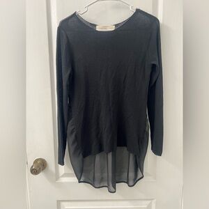 Zara Knit Semi See-Through Black Sheer Blouse (Size S)